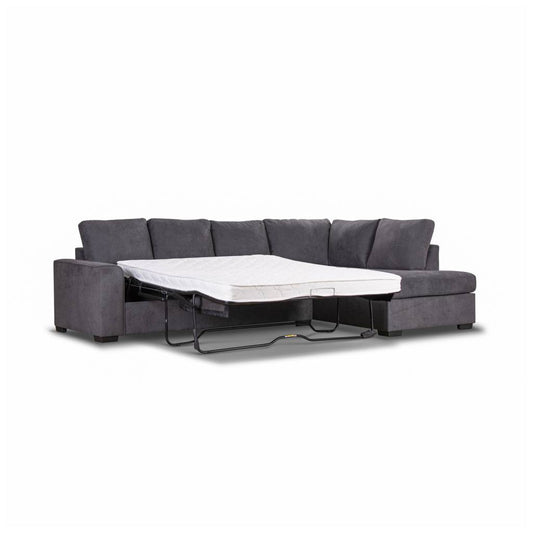 MARIGNY FABRIC 3-SEATER SOFA BED WITH RHF CHAISE DARK GREY (2 PIECES) - MyChocolateWood