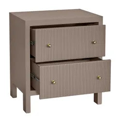 JAYLA LARGE TAUPE 2-DRAWER LARGE BEDSIDE TABLE
