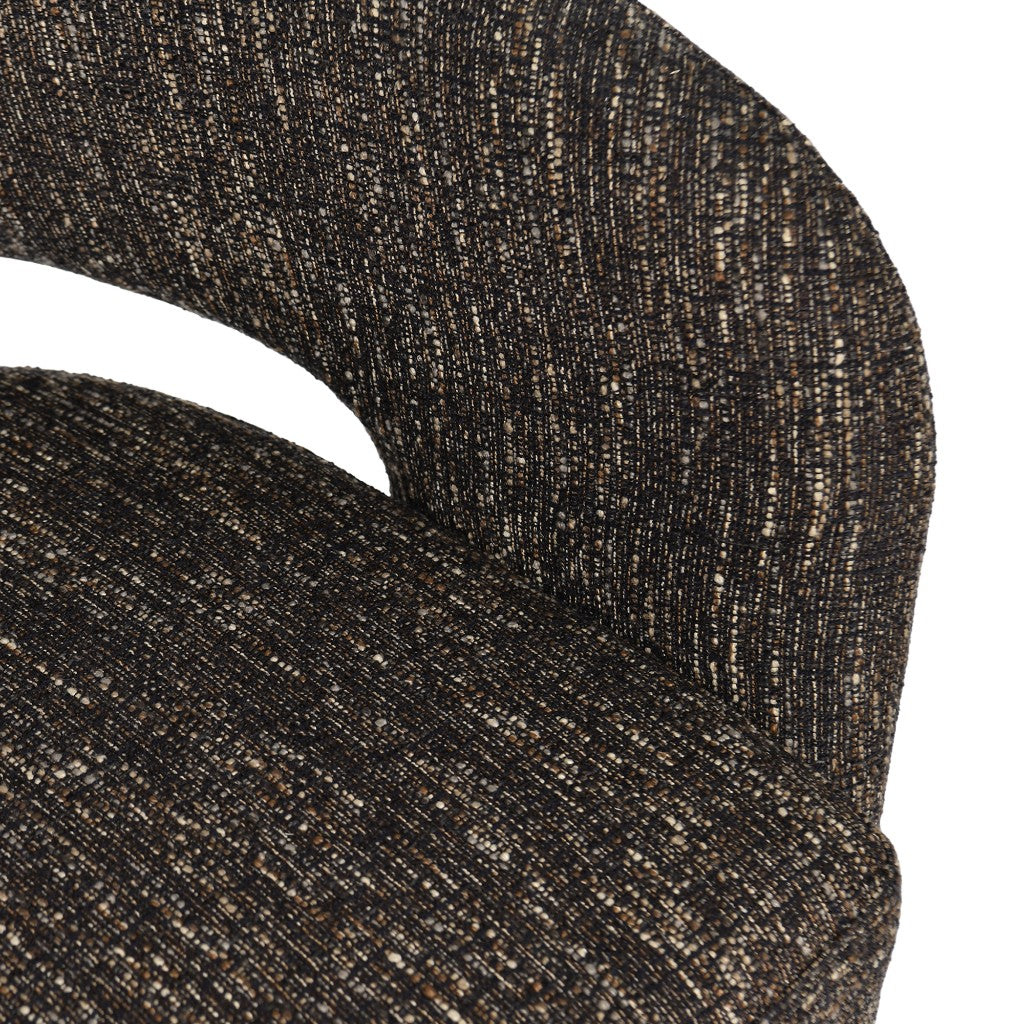 LESTER FABRIC ACCENT ARMCHAIR 360 DEGREE SWIVEL CHOCOLATE