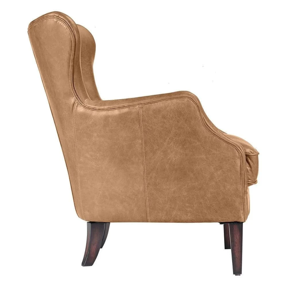 ANSEL LIGHT BROWN ARMCHAIR TOP GRAIN COW LEATHER