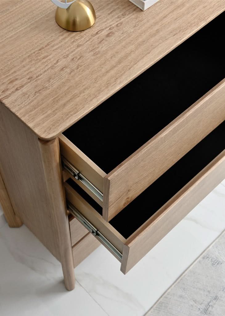 AKSEL MESSMATE TIMBER 4-DRAWER TALLBOY/CHEST OF DRAWERS LIGHT SMOKE