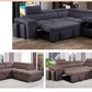 ALBRET FABRIC 2-SEATER SOFA BED + 2 OTTOMANS W/RHF CHARCOAL
