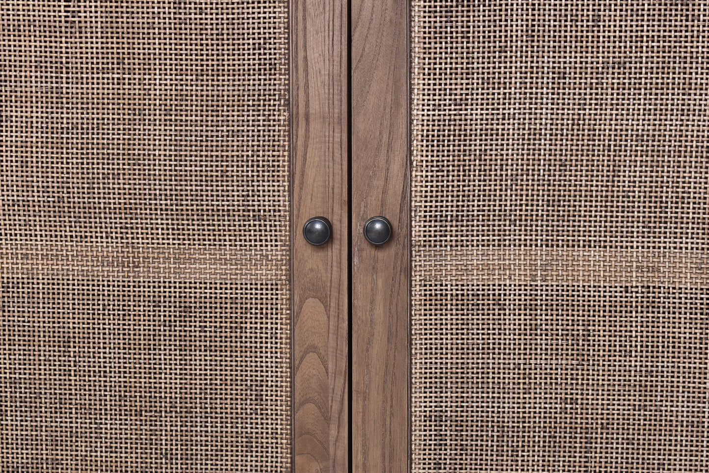 KUMBRIA OAK & RATTAN SANDBLAST SIDEBOARD/BUFFET  BLACK & NATURAL