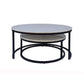 PEARSE SET OF 2 COFFEE TABLES WHITE MARBLE TOP/BLACK METAL LEGS