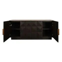 HAMPSHIRE TRAVERTINE/SMOKED OAK 4-DOOR BUFFET/SIDEBOARD -