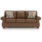 EMBER 3 SEATER FAUX LEATHER SOFA BED WITH QUEEN MEMORY FOAM MATTRESS BROWN