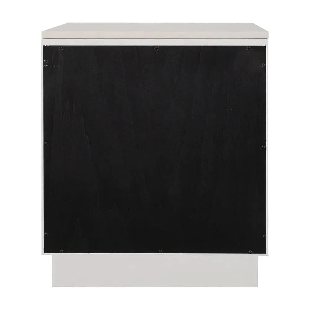 HAMPSHIRE WHITE MARBLE/WHITE OAK 2-DRAWER BEDSIDE TABLE