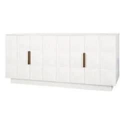HAMPSHIRE WHITE MARBLE/ WHITE OAK 4-DOOR BUFFET/SIDEBOARD