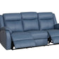 BARRON GENUINE MURANO LEATHER 3-SEATER  RECLINER SOFA W/USB PORT  MARINE BLUE