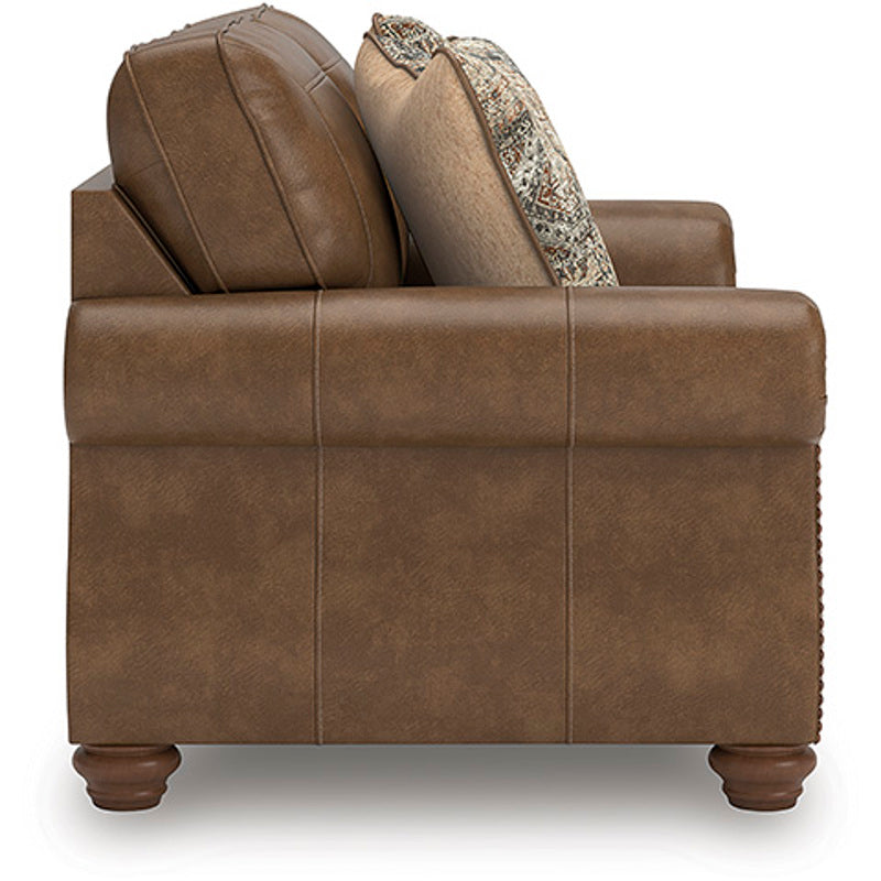 EMBER 2-SEATER FAUX LEATHER SOFA BROWN