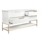 MORETTI 4-DRAWER CHEST OF DRAWERS 170CM SATIN WHITE/GOLD