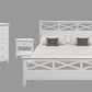 LUGANO HAMPTONS STYLE ACACIA 4 PIECE BEDROOM SUITE: 1 QUEEN BED 1 TALLBOY  2 BEDSIDE TABLES