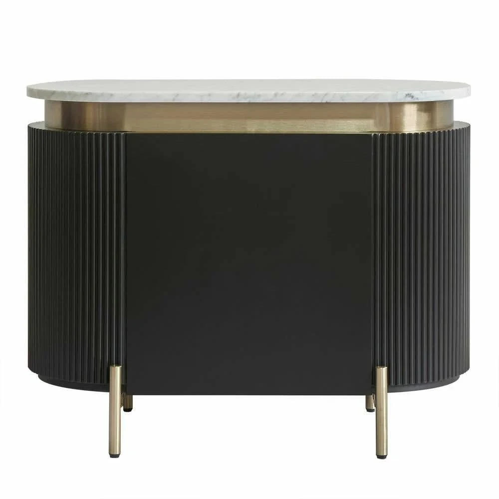 DENEUVE BEDSIDE TABLE BLACK WITH CARRARA MARBLE TOP