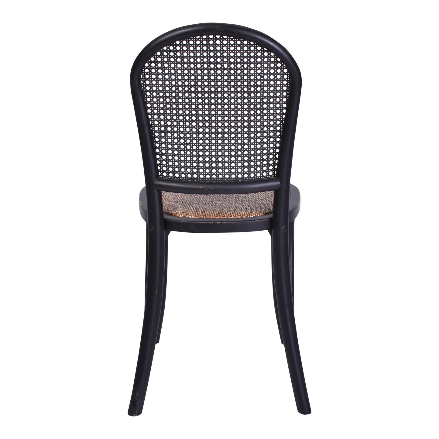 DUMAS SOLID OAK & RATTAN DINING CHAIR BLACK