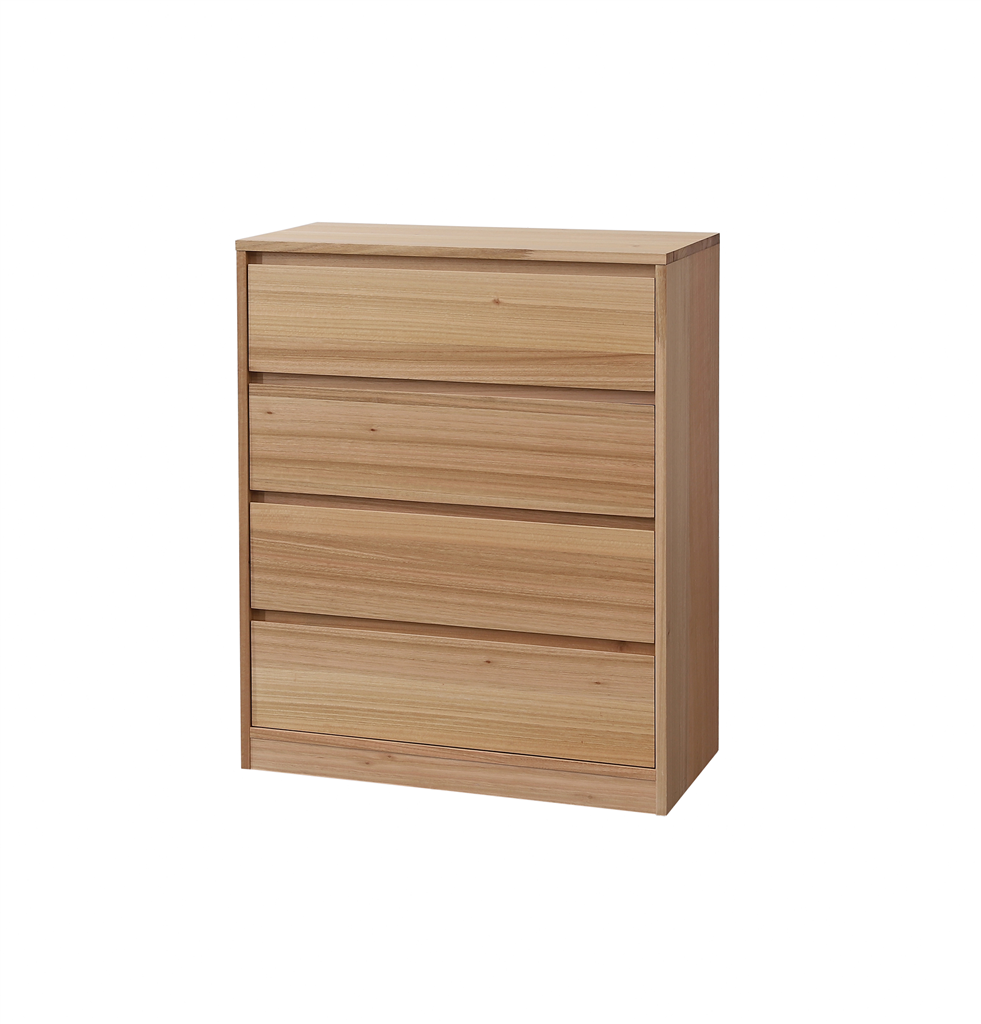 JAXX SOLID MESSMATE & BLUE GUM VENEER 4-DRAWER TALLBOY 4-DRAWER CHEST OF DRAWERS NATURAL