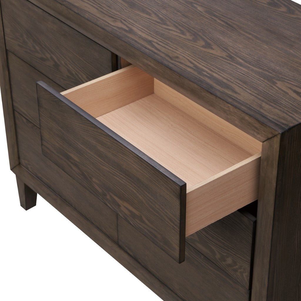 KASIANE RUBBERWOOD 6-DRAWER DRESSER  6-DRAWER CHEST OF DRAWERS CAFE GREY