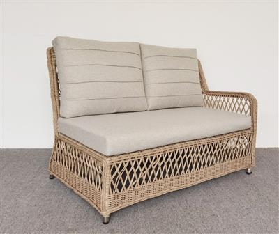 NOLA OUTDOORS 6PC CORNER WICKER SOFA SET- NATURAL/STONE