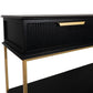MORETTI 3-DRAWER CONSOLE TABLE/HALL TABLE SATIN BLACK  & GOLD LARGE