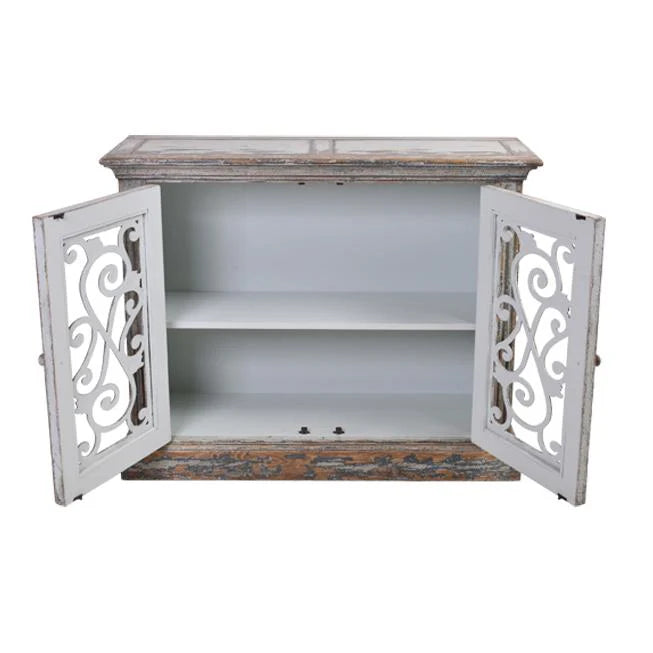 MALVERN RECLAIMED ASIAN TIMBER 2-DOOR SIDEBOARD/BUFFET IN WEATHERED GREY