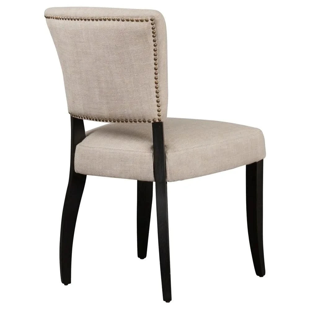 SET OF 2 CAVENDISH LINEN DINING CHAIR BEIGE/BLACK