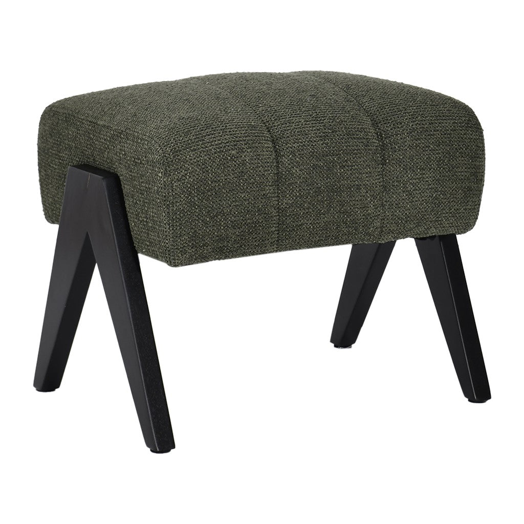 PELLERIN FABRIC ARMCHAIR & MATCHING STOOL DARK GREEN