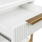 MORETTI 2-DRAWER BEDSIDE TABLE SATIN WHITE/GOLD SMALL