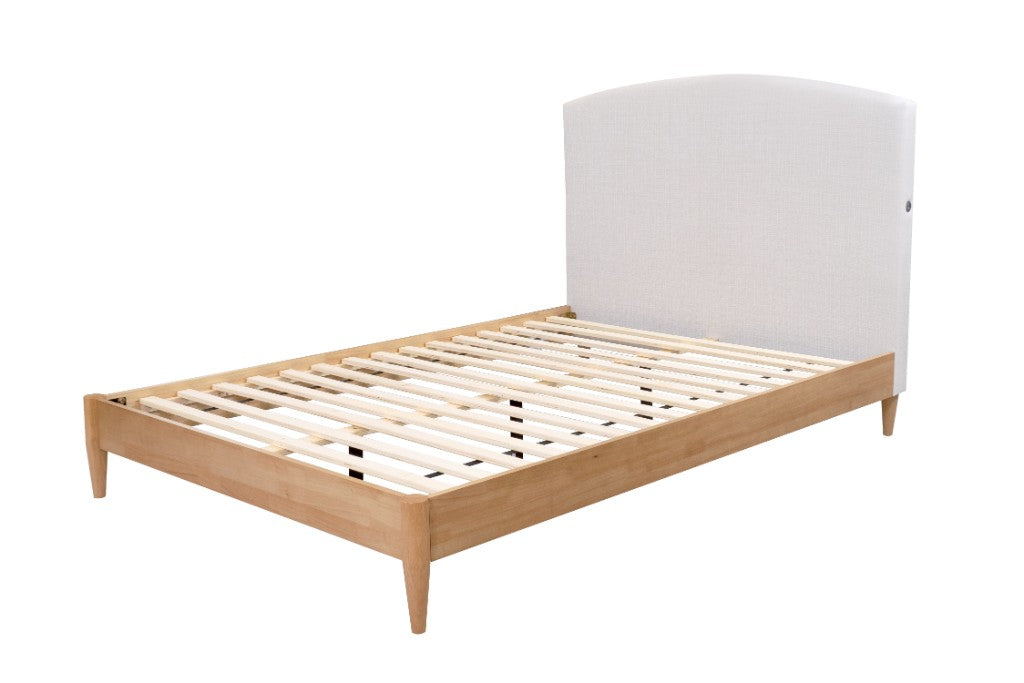 SOLENE FABRIC QUEEN BED WITH UPH BH & USB SANDSTONE