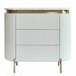 DENEUVE 3 DRAWER CHEST OF DRAWERS WHITE WITH CARRARA MARBLE TOP