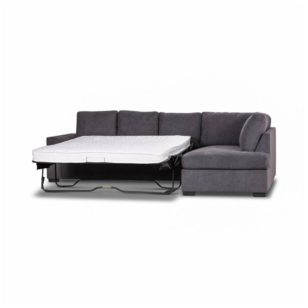 MARIGNY FABRIC 3-SEATER SOFA BED WITH RHF CHAISE DARK GREY (2 PIECES) - MyChocolateWood
