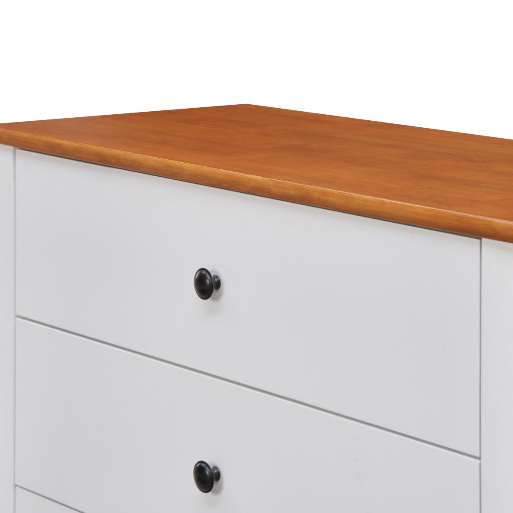 ASTLEY HAMPTONS LOOK 4-DRAWER TALLBOY 4-DRAWER CHEST OF DRAWERS WHITE /MID BROWN