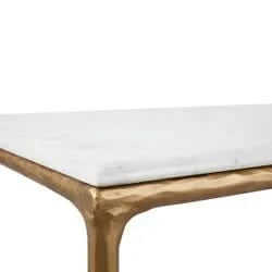SOREN MARBLE RECTANGULAR COFFEE TABLE - BRASS FRAME 120CM