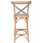 MALMO CROSS BACK OAK BAR STOOL WITH GREY METAL STRAPS