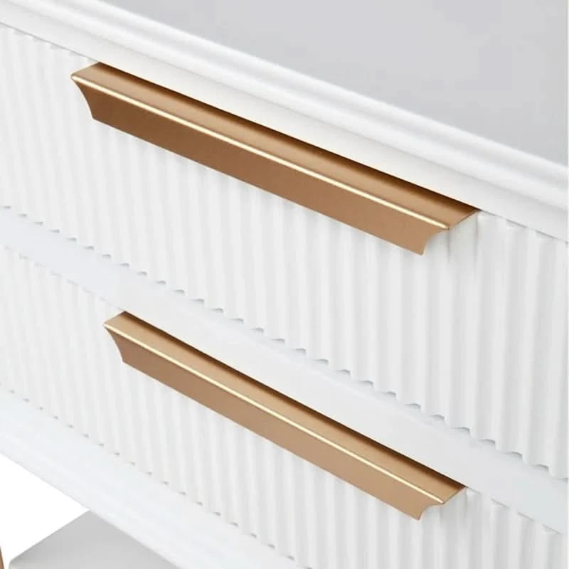 MORETTI 2-DRAWER BEDSIDE TABLE SATIN WHITE/GOLD LARGE