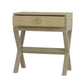 MONFORT MAHOGANY FRAME RAFFIA 1 DRAWER BEDSIDE TABLE NIGHTSTAND SANDBAR
