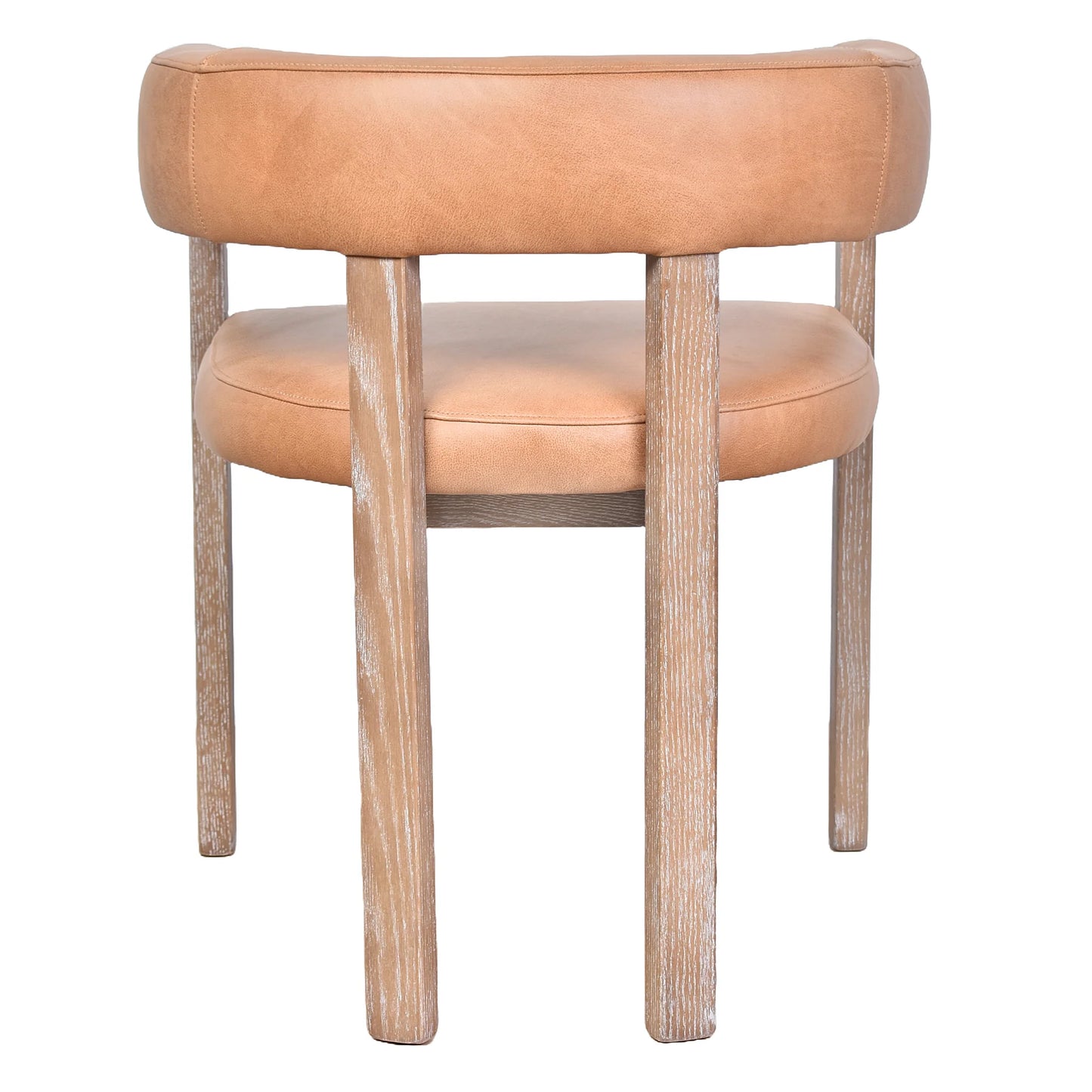 FELICE CARAMEL LEATHER DINING CHAIR WITH WHITEWASH LEGS