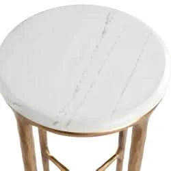 SOREN MARBLE PETITE SIDE TABLE - BRASS FRAME 90CM