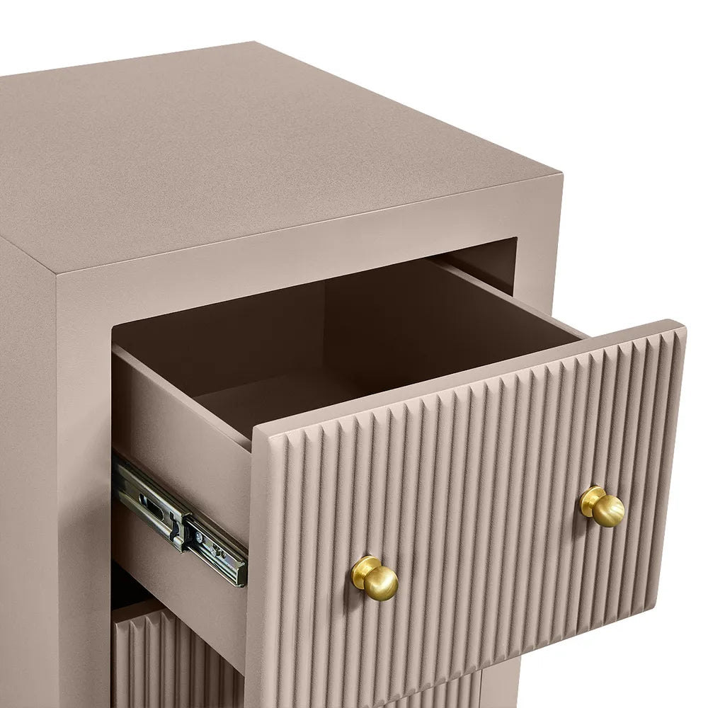 JAYLA PETITE TAUPE 2-DRAWER BEDSIDE TABLE