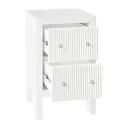 JAYLA PETITE WHITE 2-DRAWER BEDSIDE TABLE