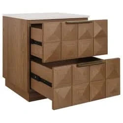 HAMPSHIRE RIVER BROWN MARBLE/WALNUT 2-DRAWER BEDSIDE TABLE