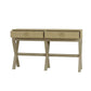 MONFORT MAHOGANY FRAME RAFFIA WRAPPED HALL TABLE/CONSOLE TABLE 2 DRAWERS SANDBAR