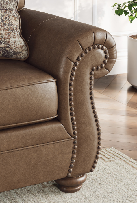 EMBER 3 SEATER FAUX LEATHER SOFA BED WITH QUEEN MEMORY FOAM MATTRESS BROWN