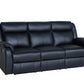 BARRON GENUINE MURANO LEATHER 3-SEATER  RECLINER SOFA W/USB PORT  BLACK