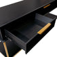 MORETTI 3-DRAWER CONSOLE TABLE/HALL TABLE SATIN BLACK  & GOLD LARGE