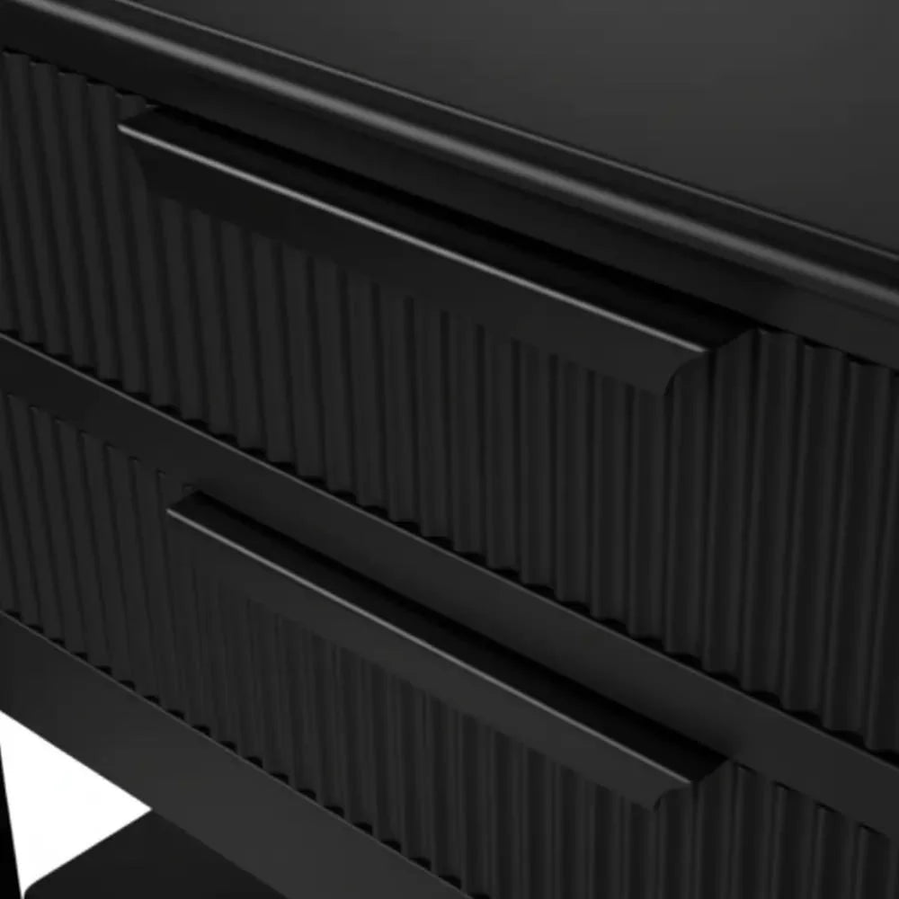 MORETTI 2-DRAWER BEDSIDE TABLE SATIN BLACK LARGE