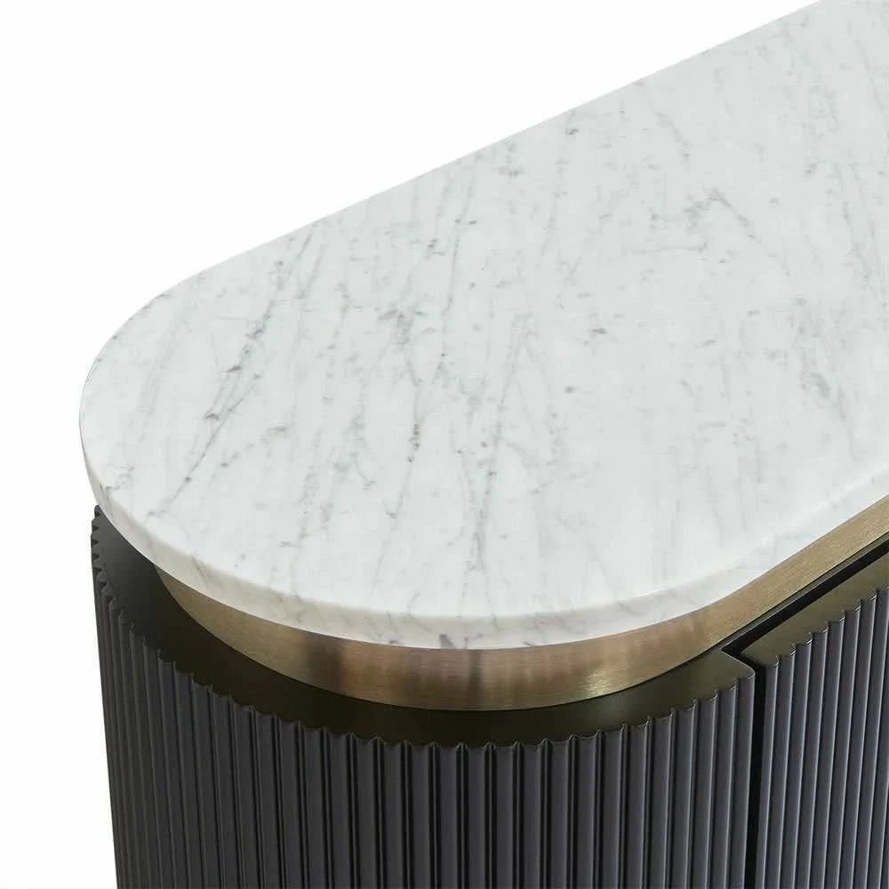 DENEUVE BEDSIDE TABLE BLACK WITH CARRARA MARBLE TOP