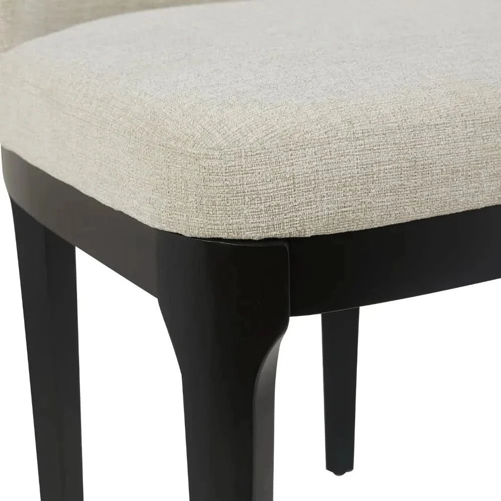 SET OF 2 DURAM LINEN DINING CHAIRS BLACK/OATMEAL