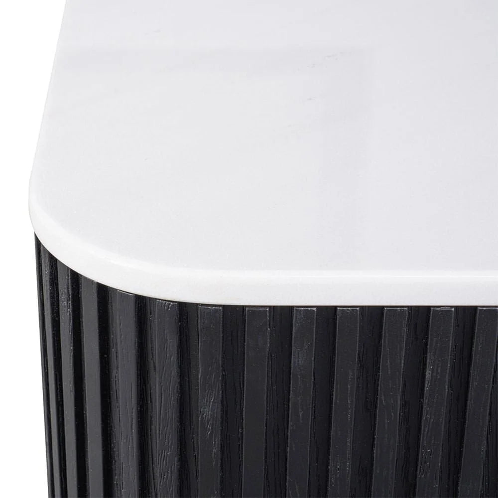 VERWOOD BRUSHED BLACK OAK WOOD BASE/SIVEC WHITE MARBLE TOP  COFFEE TABLE