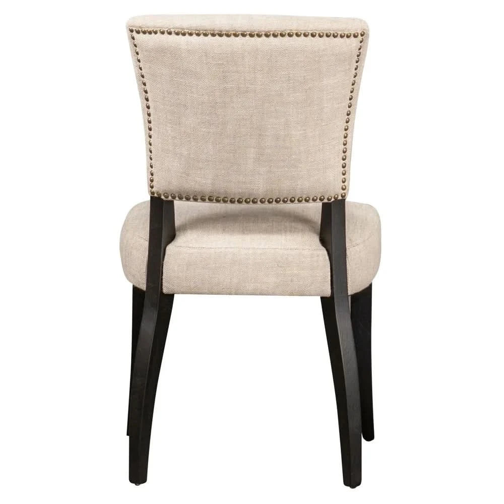 SET OF 2 CAVENDISH LINEN DINING CHAIR BEIGE/BLACK