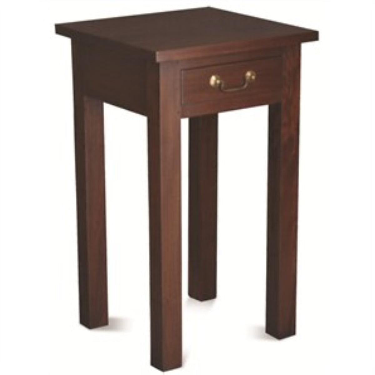 STRAIGHT LEG SIDE TABLE IN SOLID MAHOAGNY WITH 1 SINGLE DRAW - MAHOGANY