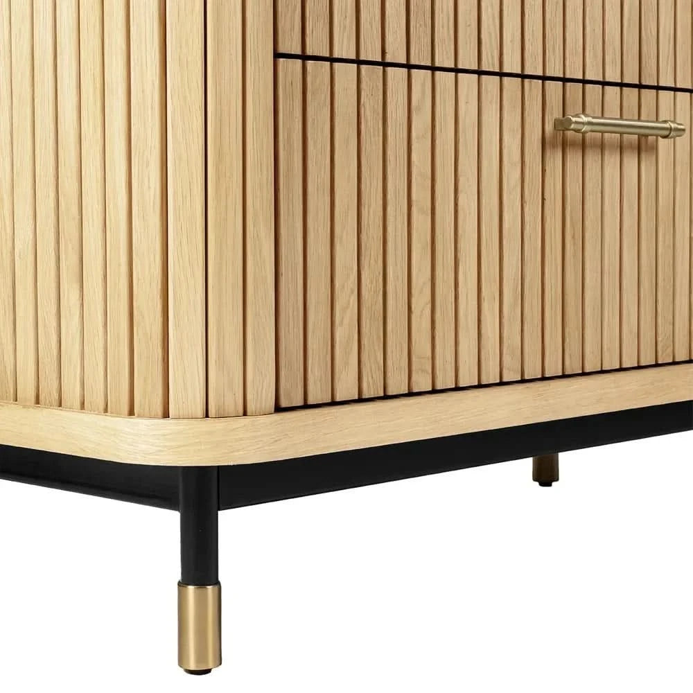 PEMBROKE OAK TIMBER 3-DRAWER CHEST OF DRAWERS NATURAL